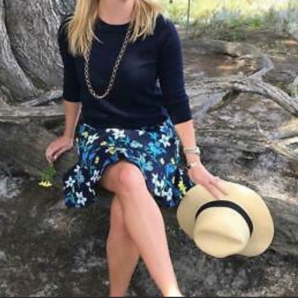 Draper James Floral A line Skirt Graceland Blue Size 14 Women
